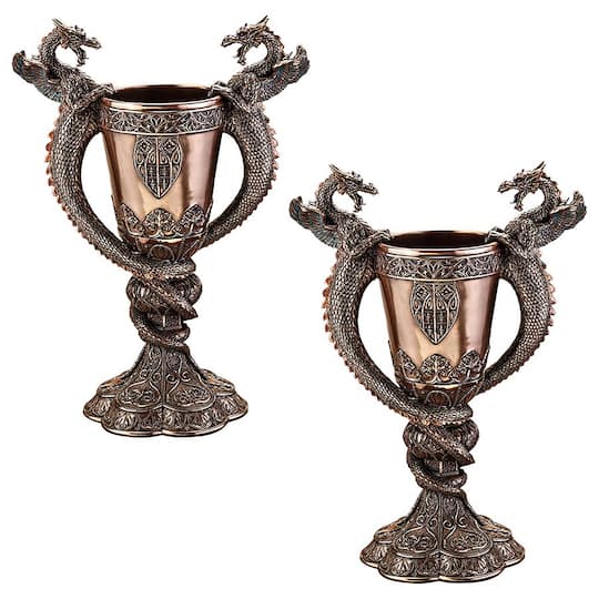 Design Toscano Shadowcrested Tomb Guardians Dragon Chalice, 2ct.